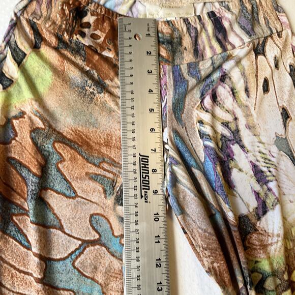 Janine Women Pants Size S Brown Animal Print Wide-Leg 30" Inseam Stretch - Picture 7 of 11